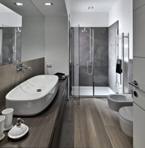 bathroom with lvp flooring